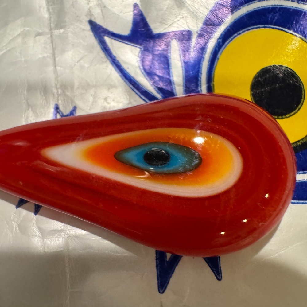 NWOT Red Teardrop Glass Pendant. From Türkiye